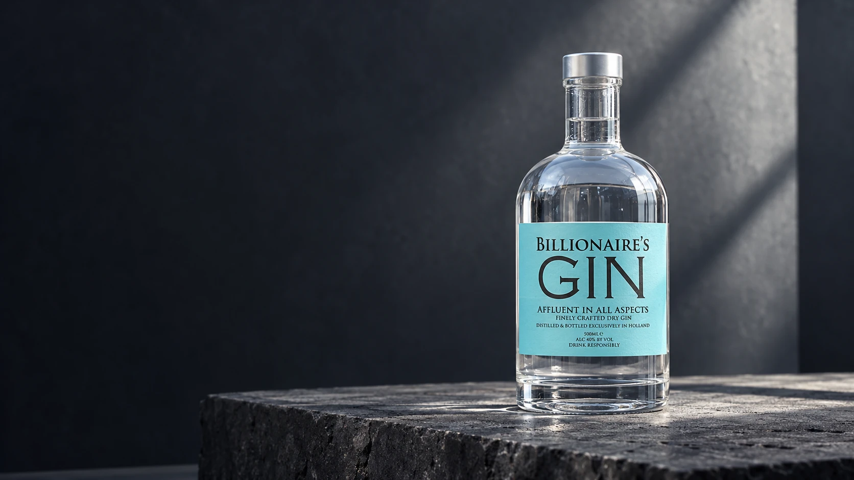 Billionaire’s Gin in een donkere studio